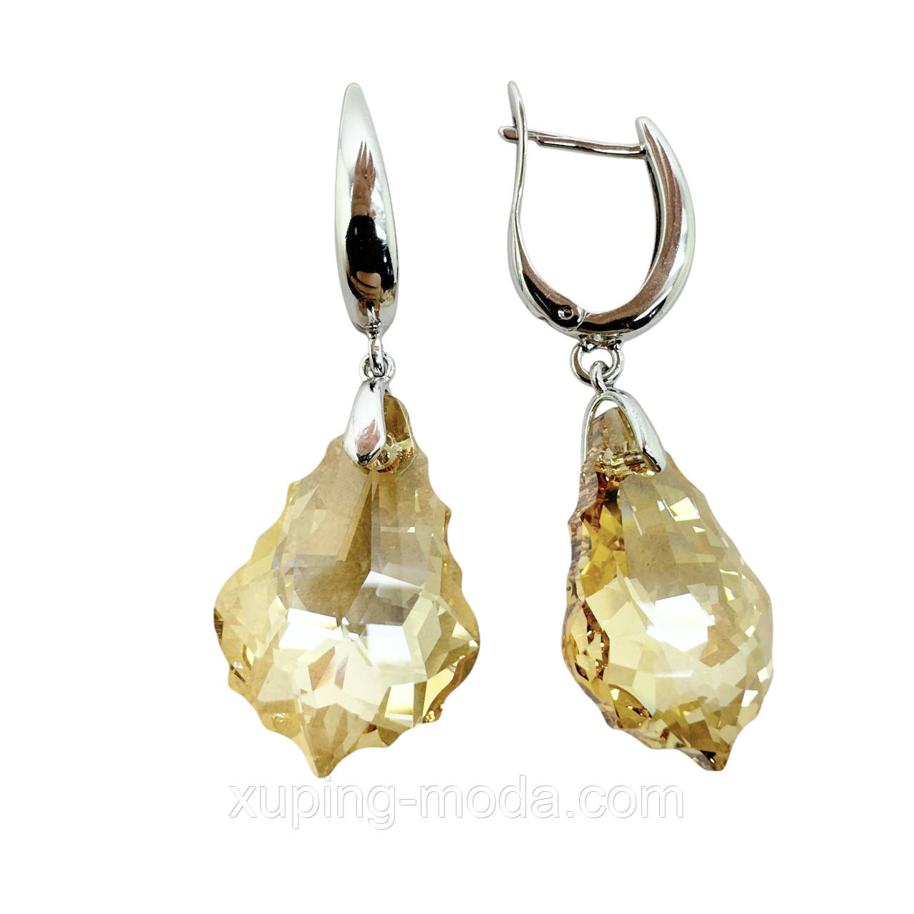 Сережки сваровскі ксюпінг оптом. 35х15 мм. 18 к, фото 1