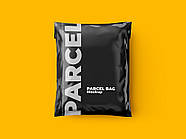 Надійний чорний тришаровий кур'єрський пакет A2+ 60х40 см без кишені З чорною підкладкою та лого, фото 2