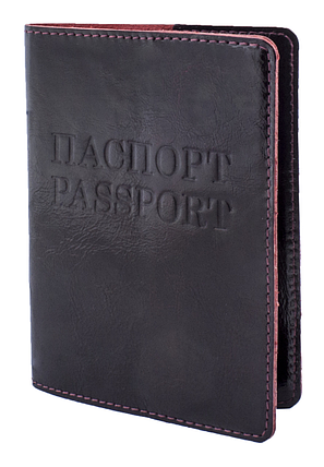 Обкладинка для паспорта LUX (бордовий) тиснення "ПАСПОРТ&PASSPORT", фото 1