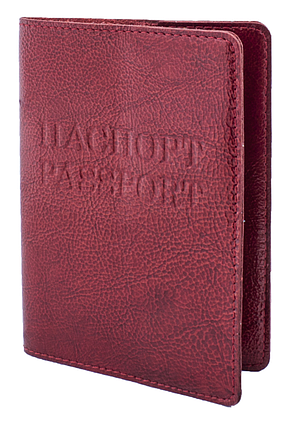 Обкладинка для паспорта LUX (червоний) тиснення "ПАСПОРТ&PASSPORT", фото 1