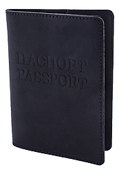 Обкладинка для паспорта VIP (антик чорний) тиснення "ПАСПОРТ&PASSPORT"