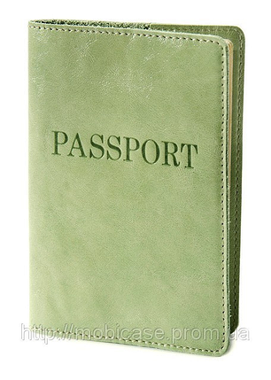 Обкладинка для паспорта VIP (фісташка) тиснення "PASSPORT", фото 1