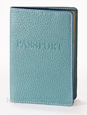 Обкладинка для паспорта VIP (флотар бірюзовий) тиснення "PASSPORT", фото 1