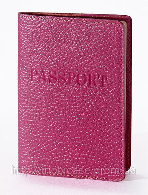 Обкладинка для паспорта VIP (флотар рожевий) тиснення "PASSPORT", фото 1