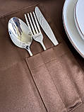 Куверт на три відділення, кишеньки під виделку ложку та ніж, колір коричневий,  водовідштовхувальний, фото 6