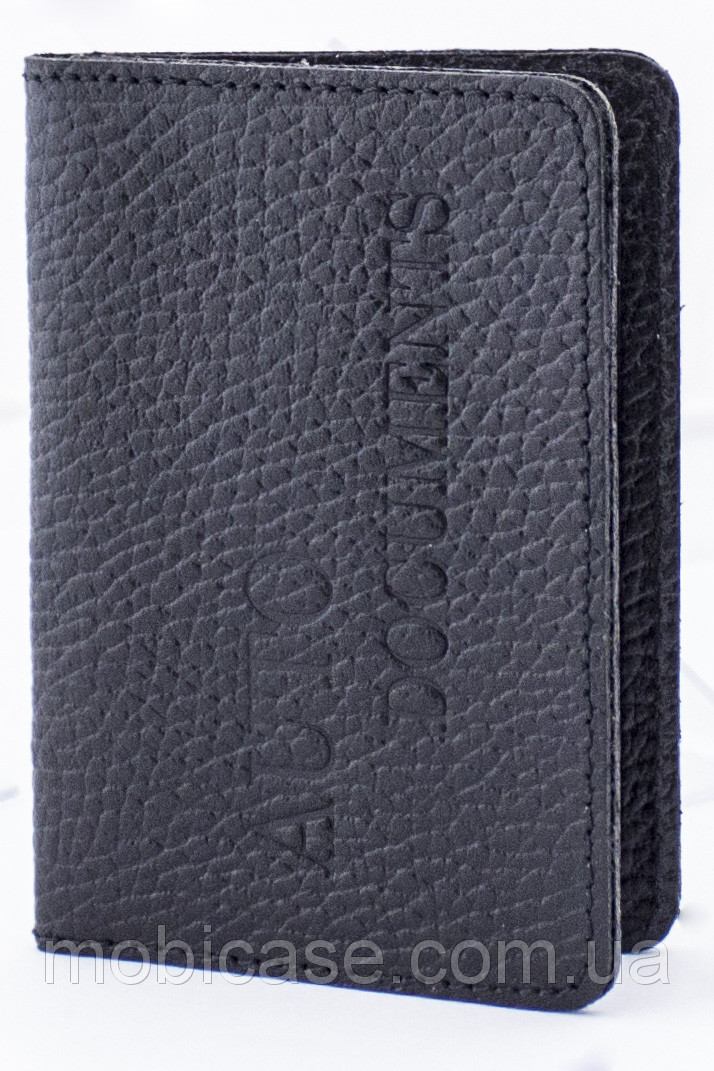 Обкладинка для пластикових документів водія Standart (флотар чорний) тиснення "Auto Documents"