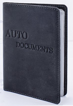 Обкладинка для посвідчення документів VIP (антик сірий) тиснення "AUTO DOCUMENTS", фото 1