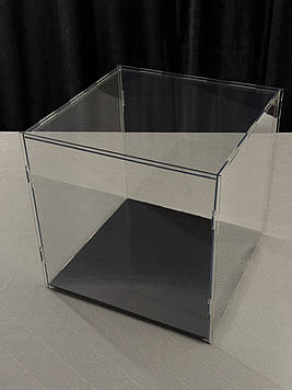 Прозорий бокс "Куб" з чорним низом (25х25 см, h=25см) Код/Артикул