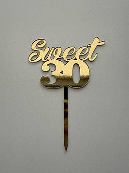 Топер "Sweet 30" (↔10 см) золото Код/Артикул Т0312за