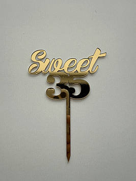 Топер "Sweet 35" (↔10 см) золото Код/Артикул Т0313за