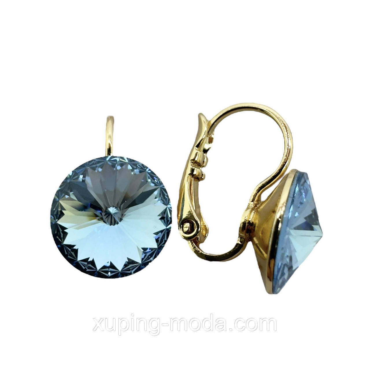 20х11 мм. Сережки сваровскі ксюпінг оптом. 18 к, фото 1