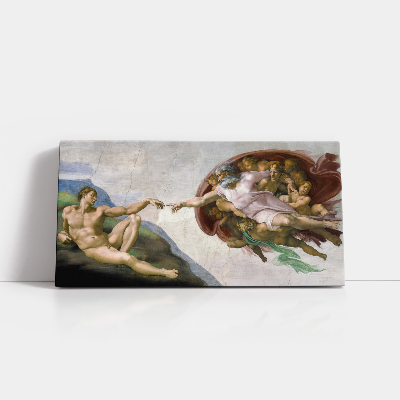 Картина на полотні "Мікеланджело, Створення Адама, Michelangelo, Creation of Adam", 60×120см
