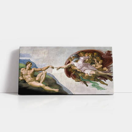 Картина на полотні "Мікеланджело, Створення Адама, Michelangelo, Creation of Adam", 60×120см, фото 1