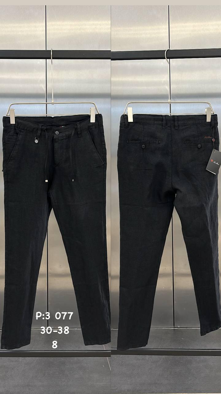 Чоловічі лляні штани LORO PIANA CK9847 чорні, фото 1