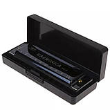 Гармошка губна гармоніка на 10 отворів титанова з чохлом Harmonica чорна (GS-184393), фото 4