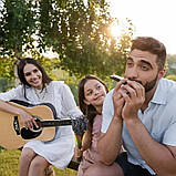 Гармошка губна гармоніка на 10 отворів титанова з чохлом Harmonica чорна (GS-184393), фото 7