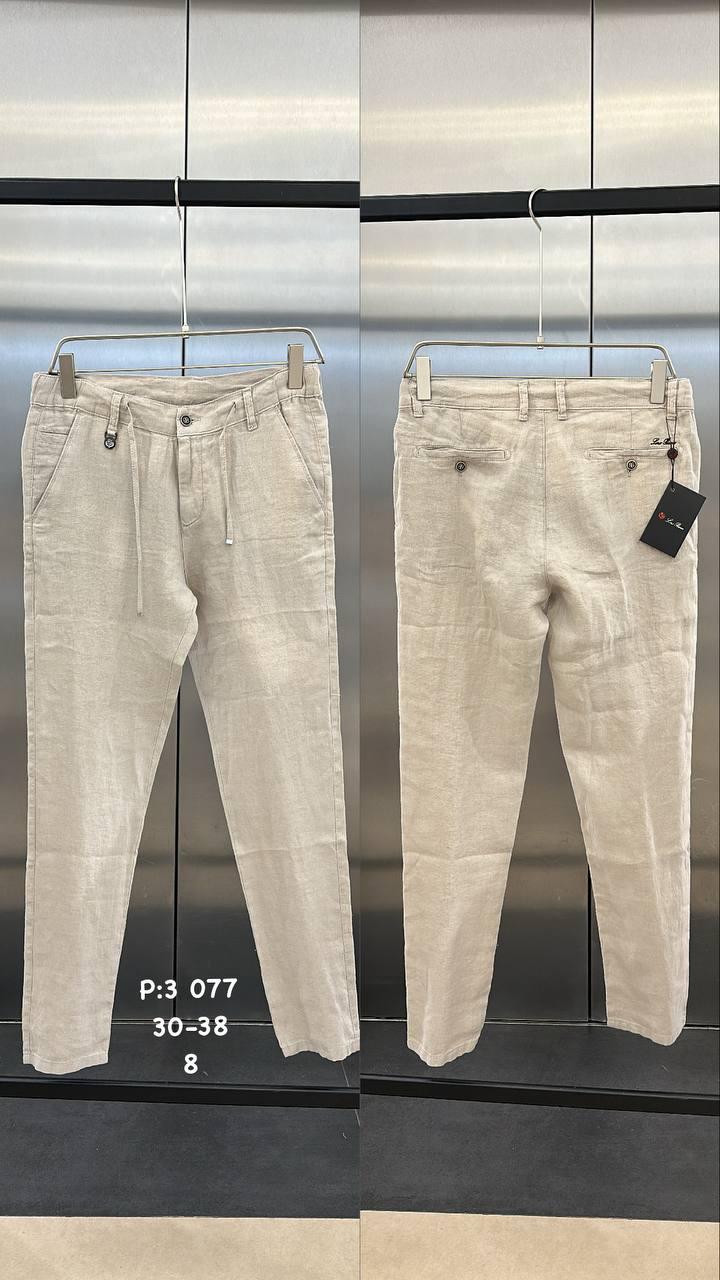 Чоловічі лляні штани LORO PIANA CK9849 бежеві, фото 1