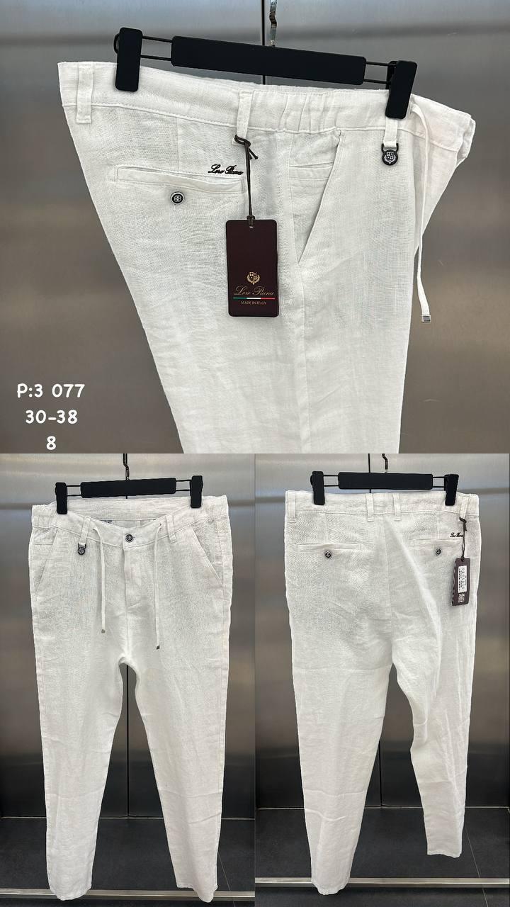 Чоловічі лляні штани LORO PIANA CK9851 білі, фото 1