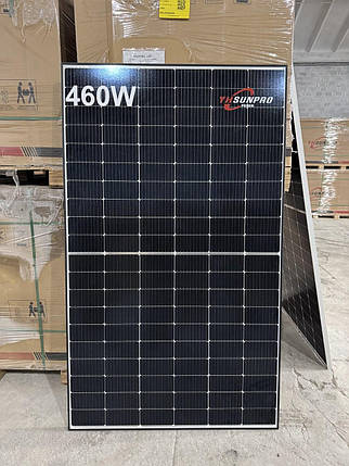 Монокристалічна сонячна панель SunPro SP460-120M10, 460 Вт TWIN SILVER M, BLACK FRAME, 10ᵀᴴ GEN HIEFF, фото 1