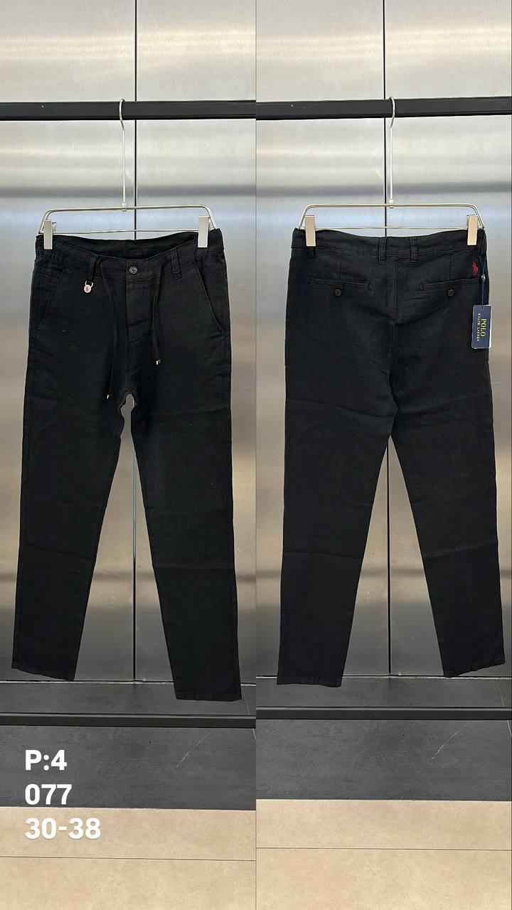 Чоловічі лляні штани LORO PIANA CK9852 чорні, фото 1