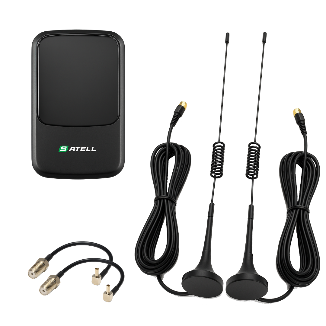 4G LTE автомобільний комплект WiFi роутер Satell F3000 Black + 2 авто антени по 7 Дб