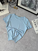 Базовая летняя женская эластичная футболка без узоров и принтов удобная футболка с коротким рукавом