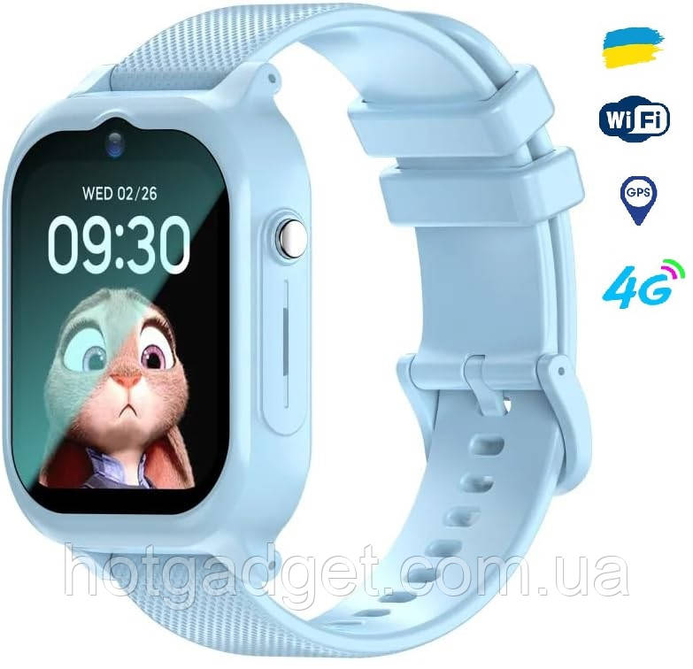 Дитячий розумний смарт годинник Lemfo K26 з GPS/WIFI/4G відеодзвінок, прослуховування, батьківський контроль blue