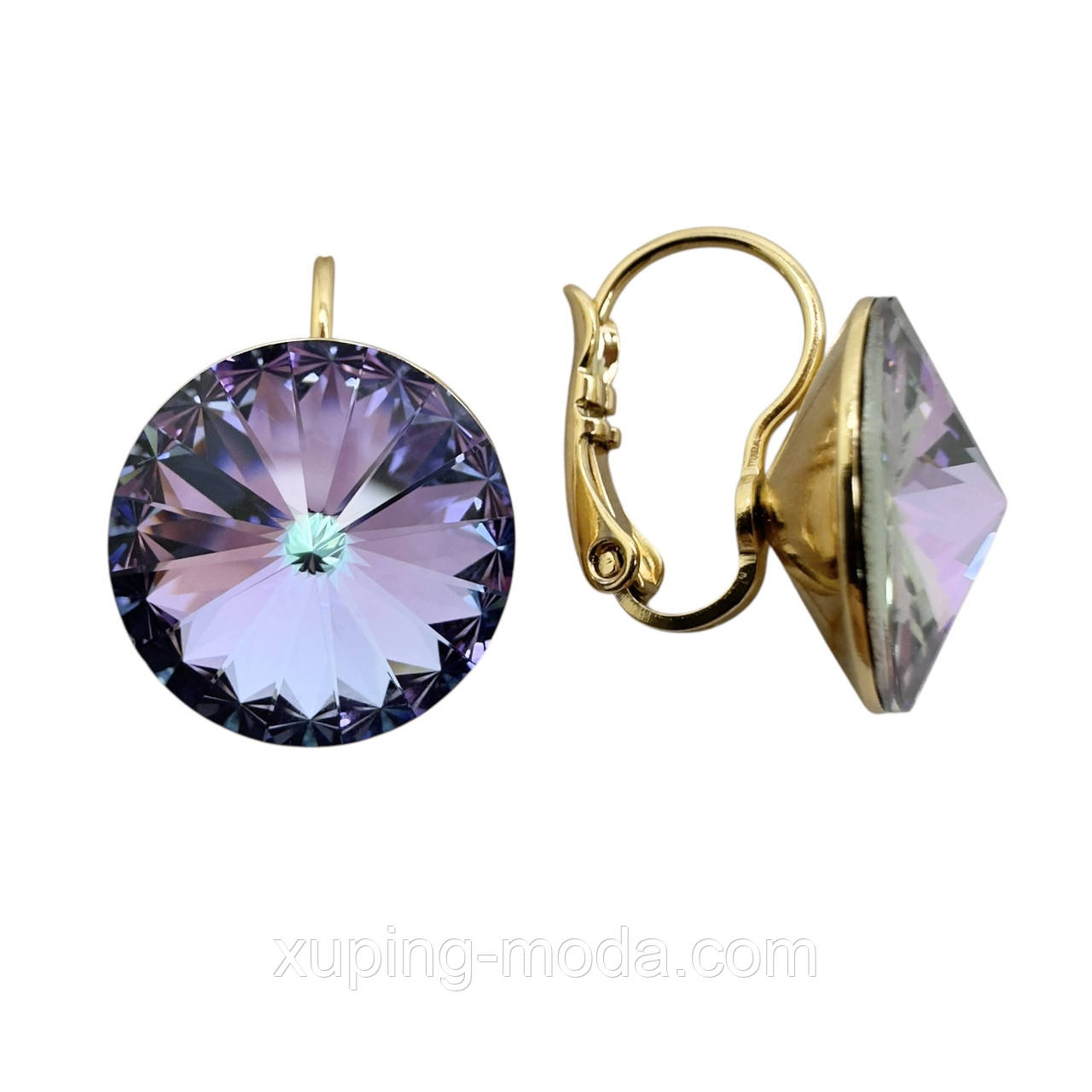 20х15 мм. Сережки сваровскі ксюпінг оптом. 18 к, фото 1