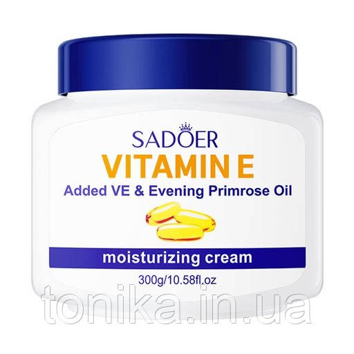 Крем для обличчя та тіла Sadoer Vitamin E Added VE & Evening Primrose Oil Moisturizing Вітамин Е 300 мл, фото 1