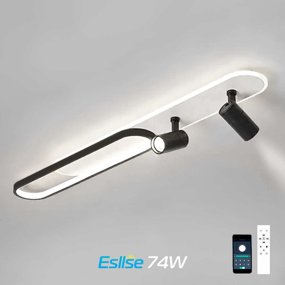 Керований LED світильник Esllse EDINBURGH 70W+4W 2LR APP чорний + білий з пультом та додатком для смартфону 1000x160-WHITE/BLACK, фото 1