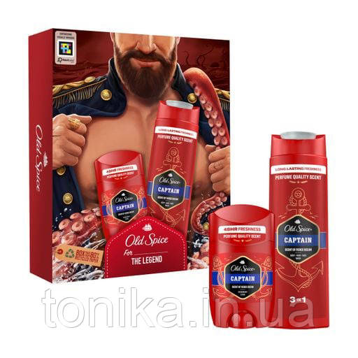 Подарунковий набір Old Spice Dark Captain чоловічий (дезодорант-стік, 50 мл + гель для душу, 250 мл), фото 1
