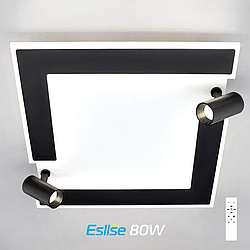 Керована світлодіодна люстра CONSUL 80W S 2LR WHITE/BLACK Esllse 3000-6500К 500-7000Lm квадратна + пульт 480×480×125мм