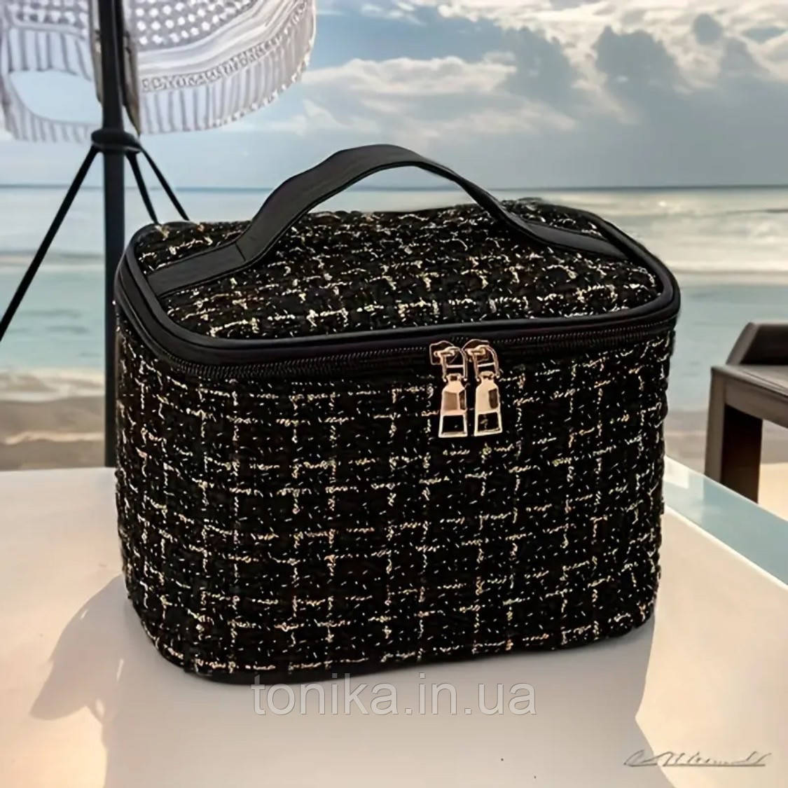 Велика тканева дорожня портативна косметичка дуже вмістка, фото 1