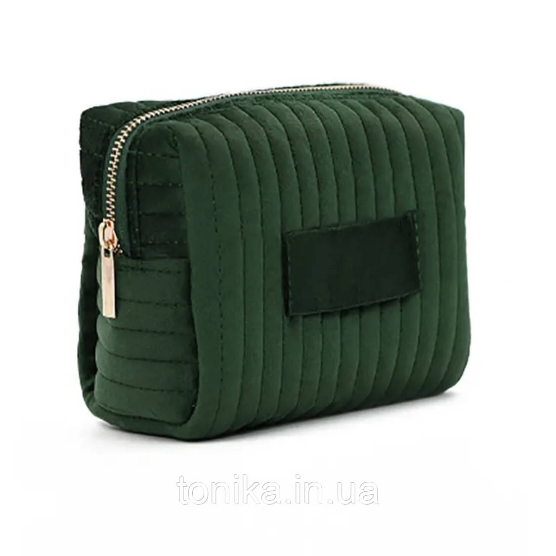 Косметичка оксамитова зеленого кольору / Сумочка клатч, фото 1