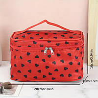 Косметичка Красная с узором Серце