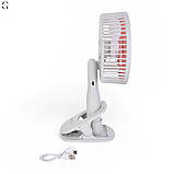 Акумуляторний вентилятор з прищіпкою, 5 швидкостей, 3 режими світла, USB Type-C, 1200мАч, фото 6