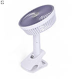 Акумуляторний вентилятор з прищіпкою, 5 швидкостей, 3 режими світла, USB Type-C, 1200мАч, фото 10