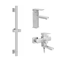 Набор змішувачів Kroner Edelstahl Kubus-ESG010 + змішувач Edelstahl Kubus-ESG060 + штанга для душу Edelstahl