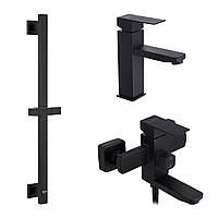 Набор змішувачів Kroner Edelstahl Kubus - SCH060 + змішувач Edelstahl Kubus - SCH010 + штанга для душу