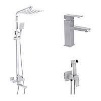 Набор 3 в 1 душова система Kroner Edelstahl Kubus-ESG063 + змішувач Edelstahl Kubus-ESG010 + змішувач Kroner