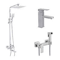 Набор 3 в 1 душова система Kroner Edelstahl Kubus-ESG063 + змішувач Edelstahl Kubus-ESG010 + змішувач Kroner