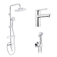 Набор 3 в 1 душова система Kroner Armada-C064K + змішувач Hagen-C010 + змішувач Bidet-C082