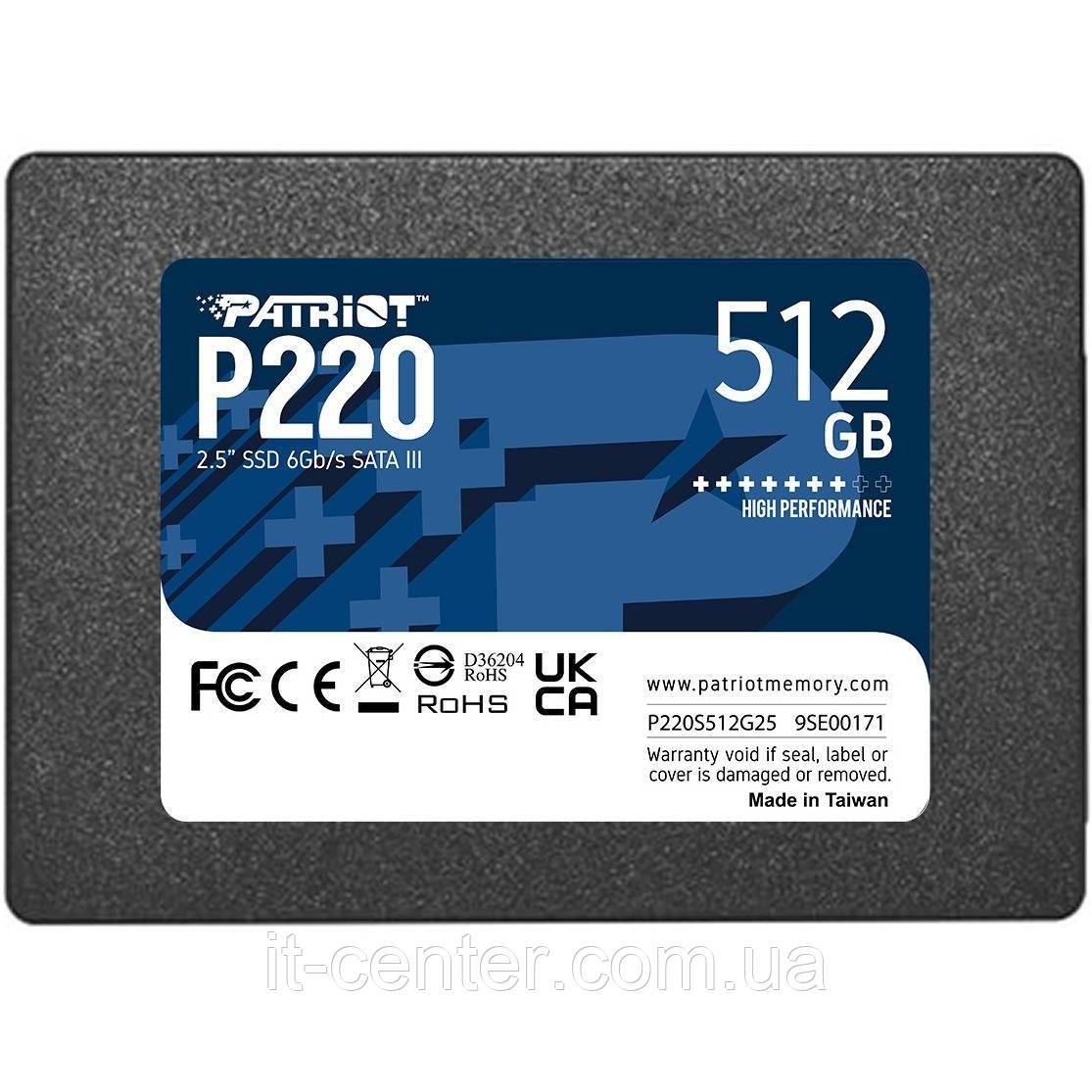 Накопичувач SSD 512GB Patriot P220 2.5" SATAIII TLC (P220S512G25)