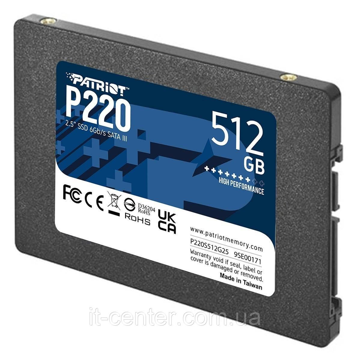 Накопичувач SSD 512GB Patriot P220 2.5" SATAIII TLC (P220S512G25)