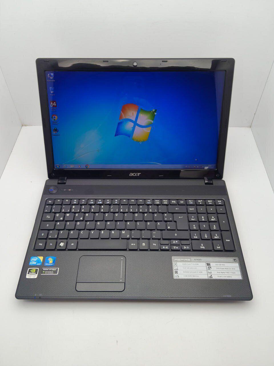 Б/в Ноутбук Acer Aspire 5742G 15.6" 1366x768| Core i5-450M| 6 GB RAM| 500 GB HDD| GeForce GT 540M 1GB
