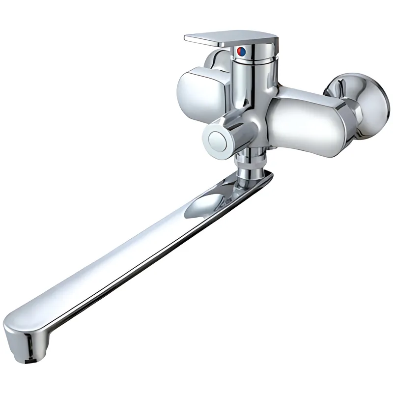 Змішувач для ванни Plamix Lucas-006 EURO SET Chrome (зі шлангом, лійкою та кронштейном) (PM0710)