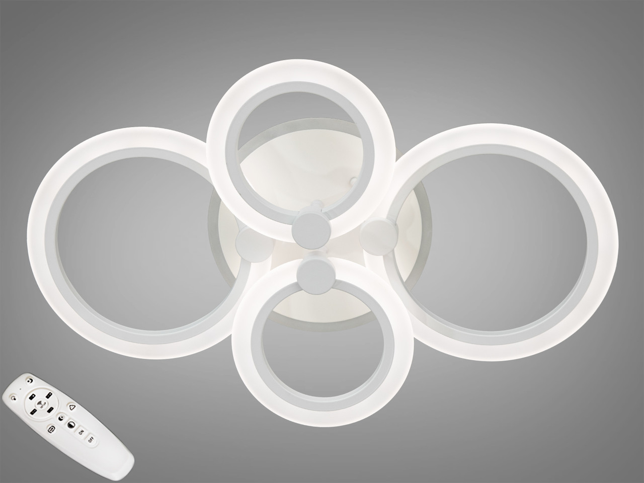 Стельова LED-люстра з димером і підсвіткою, 80W біла, фото 1