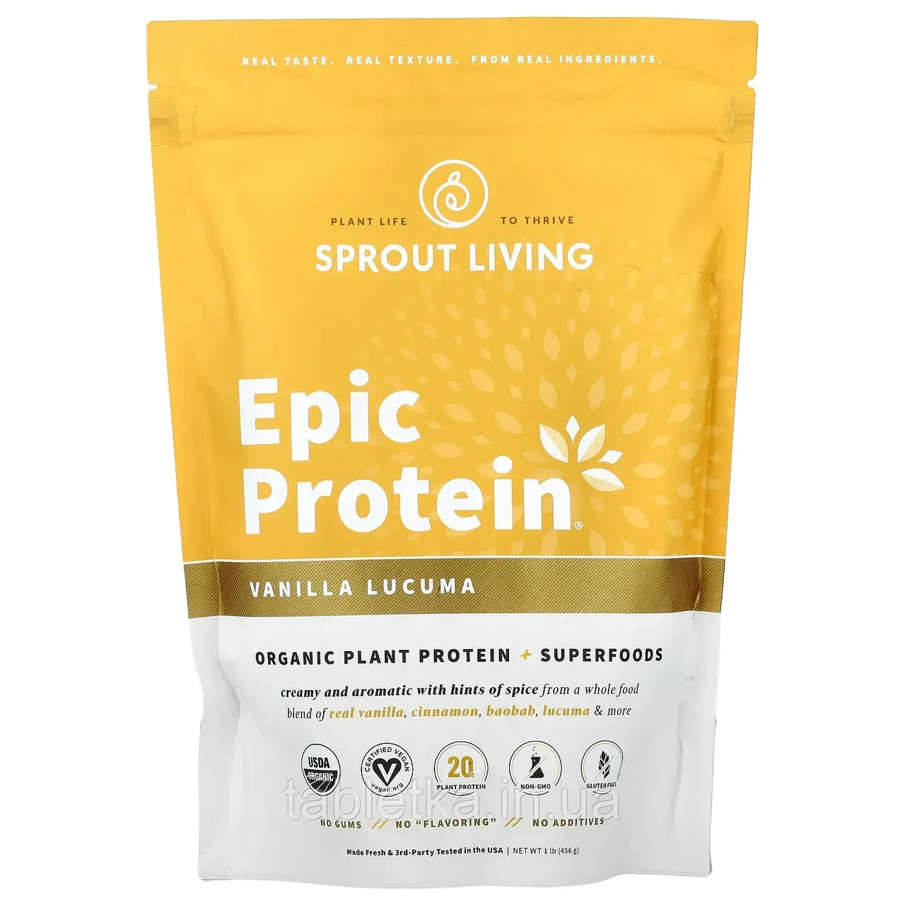 Sprout Living, Epic Protein, ваніль і цибулю, 455 г (1 фунт) Дніпр Дніпро