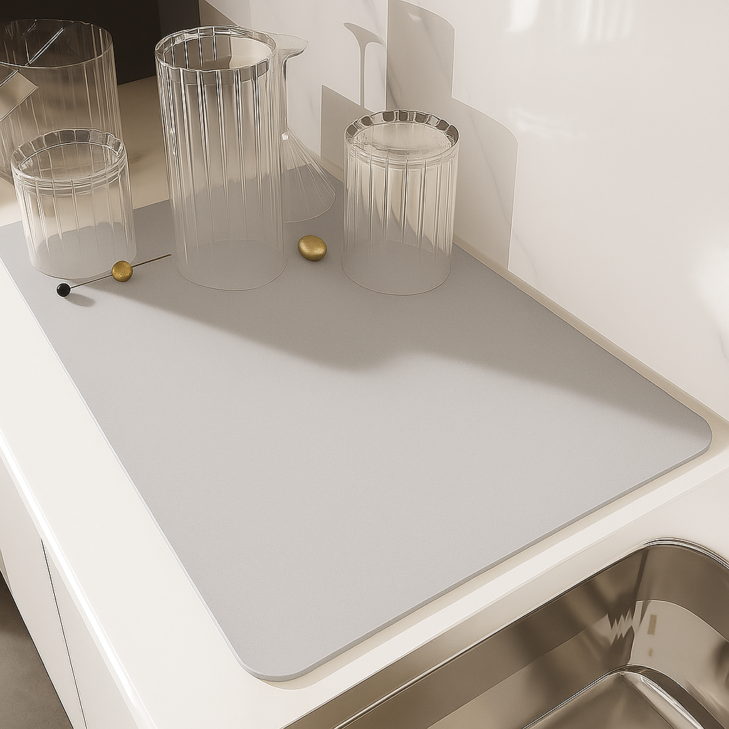 УЦЕНКА. Килимок вологопоглинальний для сушіння посуду, 30*40 см. Світло-сірий