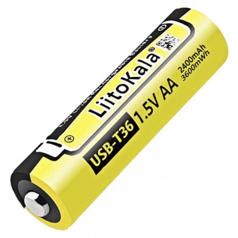 Акумулятор 14500 LiitoKala Li-ion R6 2400mAh USB-T36 1.5V